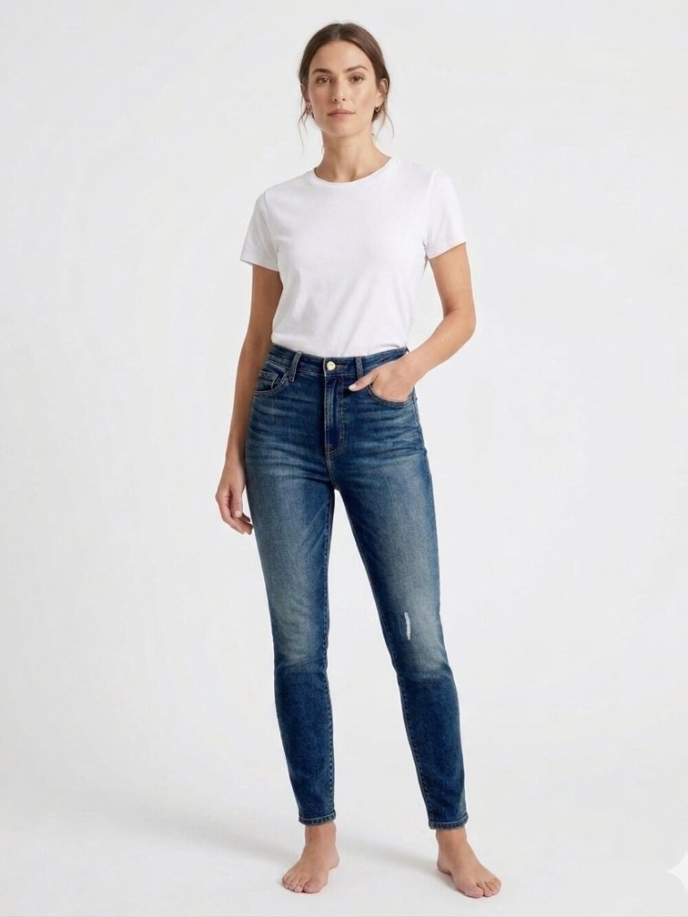 EVERLANE WOMEN'S MEDIUM WASH HIGH RISE SKINNY JEANS - 27